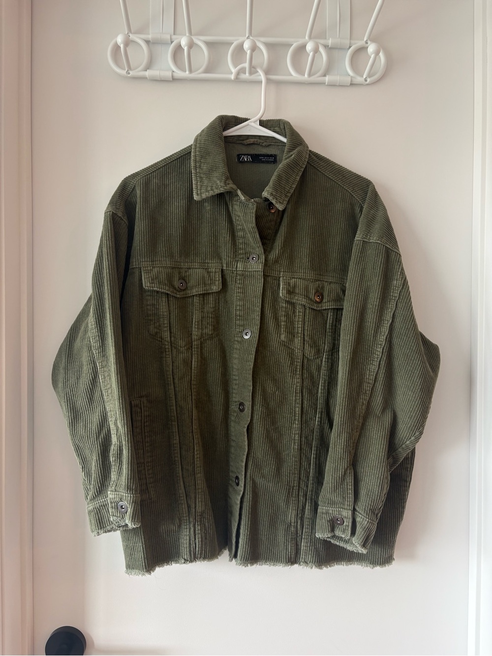 Zara Olive Green Corduroy Shirt Jacket